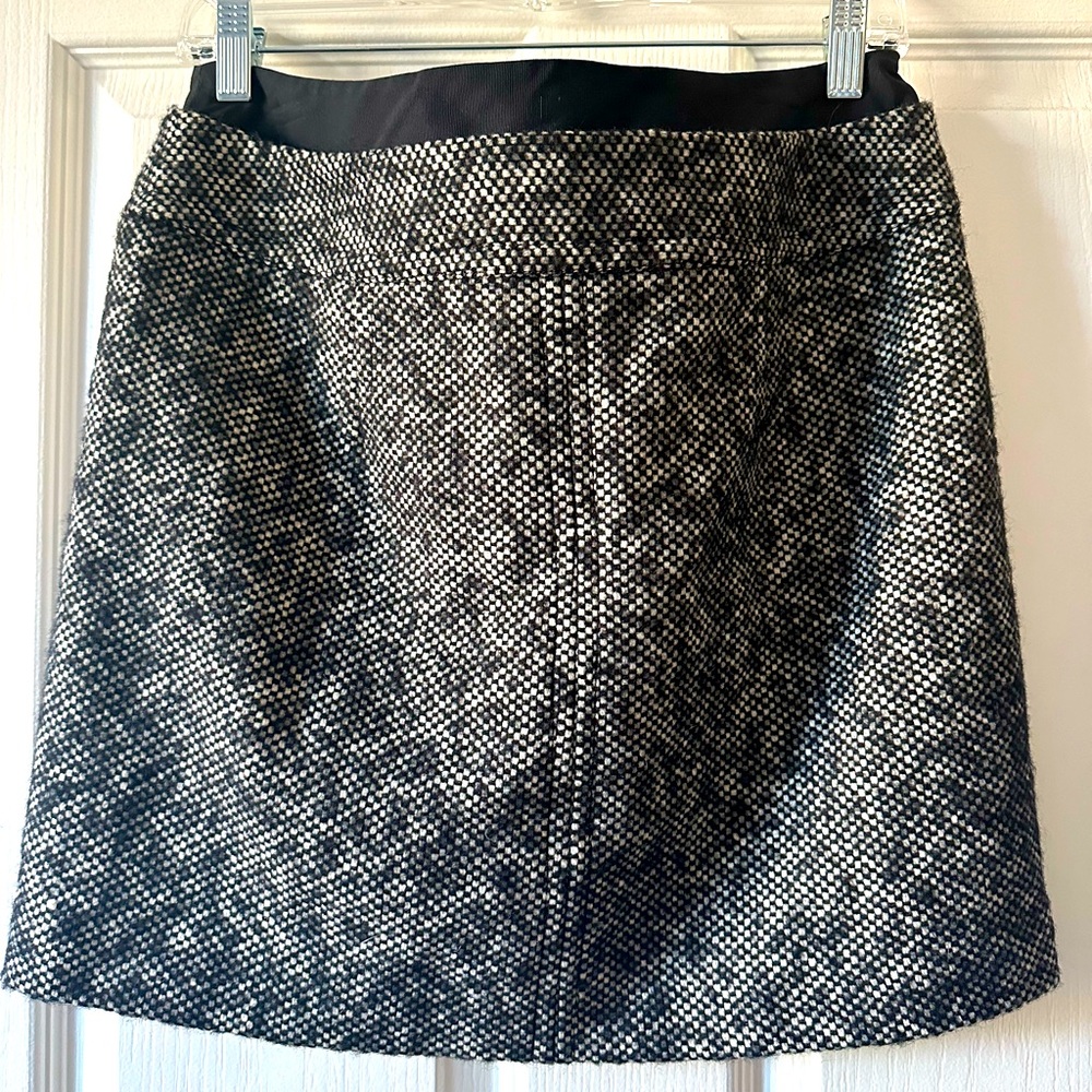 LOFT wool tweed black & white mini skirt